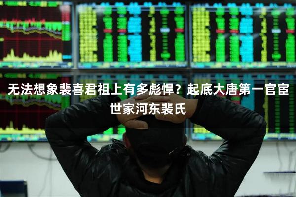 无法想象裴喜君祖上有多彪悍？起底大唐第一官宦世家河东裴氏